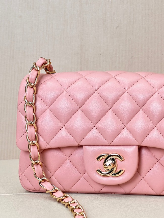 Chanel MINI CLASSIC HANDBAG Lambskin & Gold-Tone Metal A69900 pink