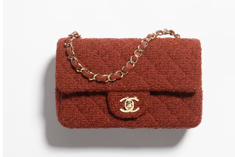 Chanel MINI CLASSIC HANDBAG Wool Tweed & Gold-Tone Metal A69900 Brown