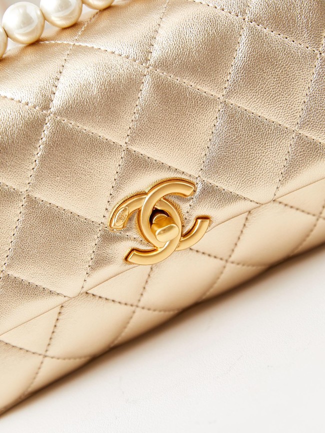 Chanel MINI FLAP BAG WITH TOP HANDLE AS5001 gold