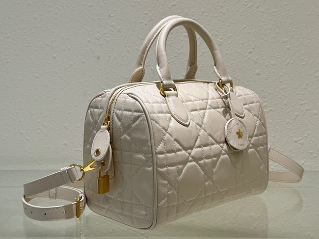 Dior Groove 25 Bag Dusty Ivory Macrocannage Calfskin M1365UBO