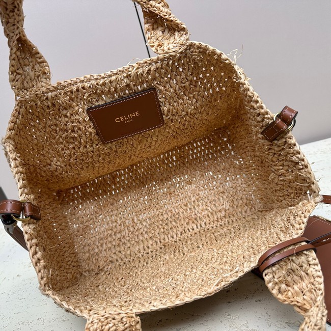 CELINE SMALL CABAS THAIS IN RAFFIA AND CALFSKIN 116302