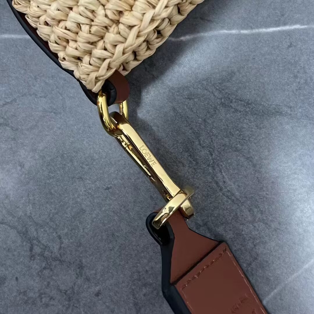 Loewe Woven Raffia Slit Mini Tote Bag 82020 Tan