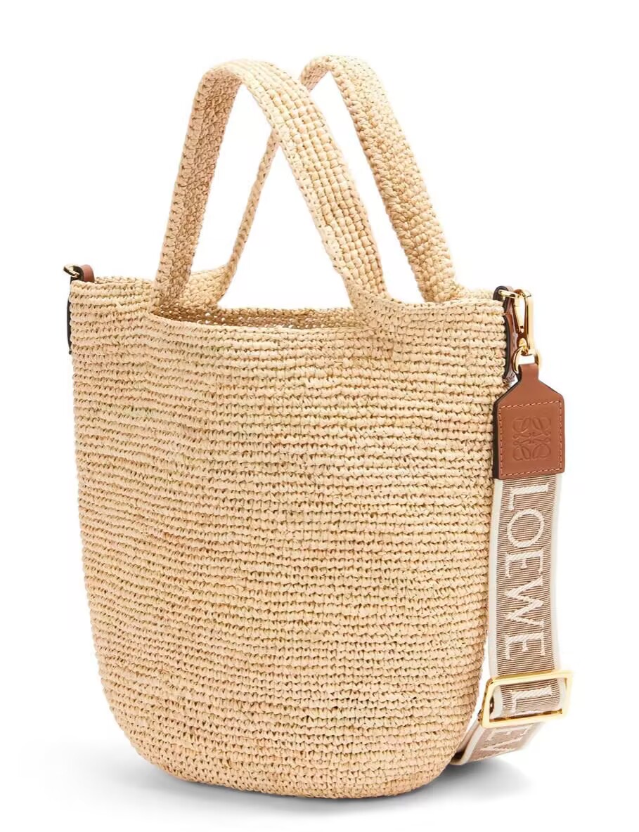 Loewe Woven Raffia Slit Mini Tote Bag 82020 Tan