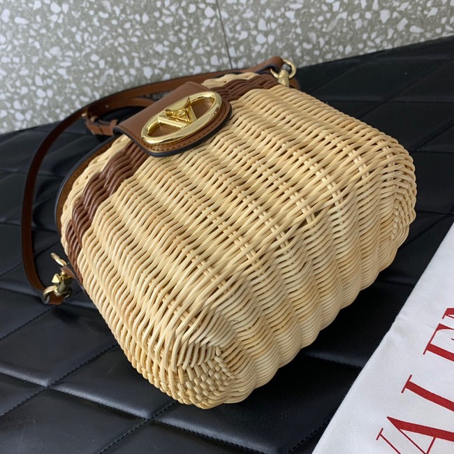 VALENTINO small RAFFIA MACRAME Shoulder Bag 5066 Apricot