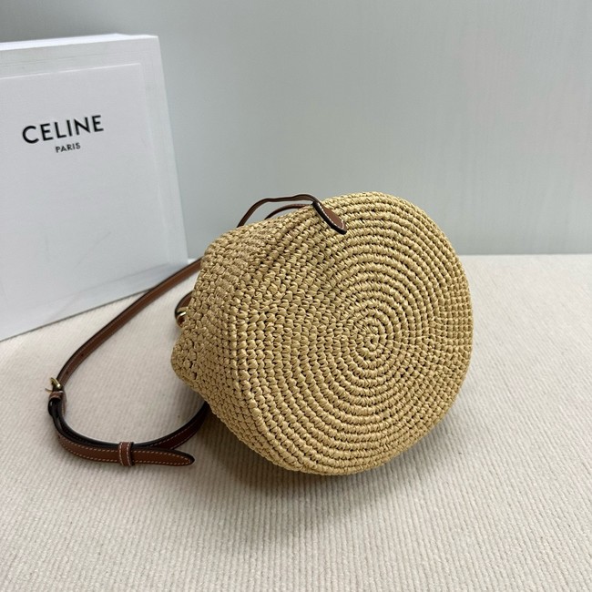 CELINE CLASSIC PANIER IN RAFFIA AND CALFSKIN 117882