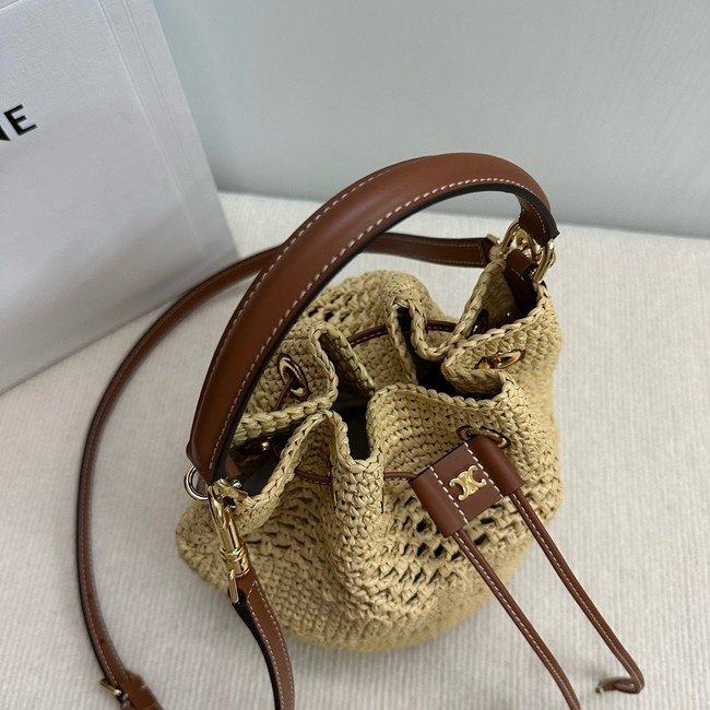 CELINE CLASSIC PANIER IN RAFFIA AND CALFSKIN 117882