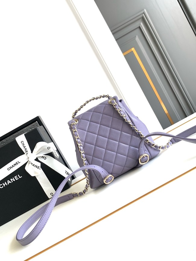 Chanel SMALL BACKPACK Calfskin & Gold-Tone Metal AS3787 Light Purple