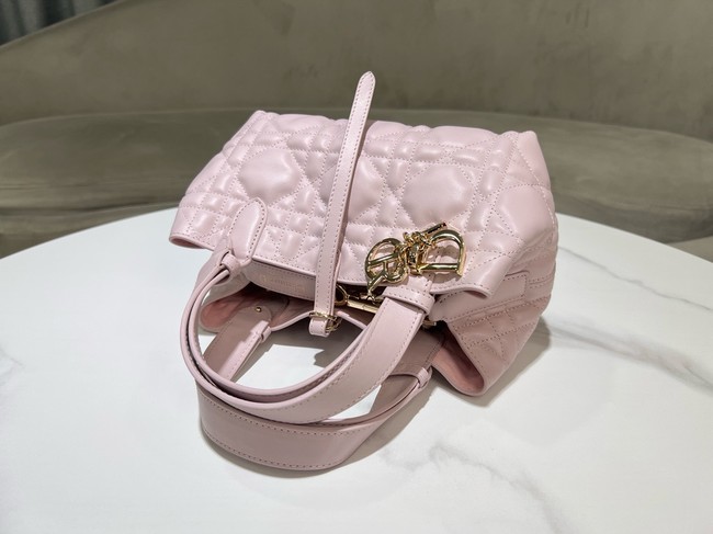 Small Dior Toujours Bag Macrocannage Calfskin M2822OSIY pink