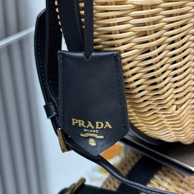 Prada Wicker and leather Prada Arque bag 1BC202 black