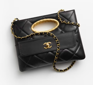 CHANEL CLUTCH Lambskin & Gold-Tone Metal AS5038 black