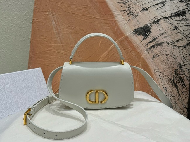 Dior Small 30 Montaigne Avenue Top Handle Bag Ribbed Calfskin M9370UNQ white