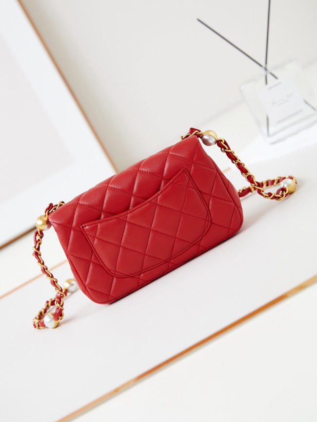 CHANEL 24B MINI FLAP BAG AS4947 red