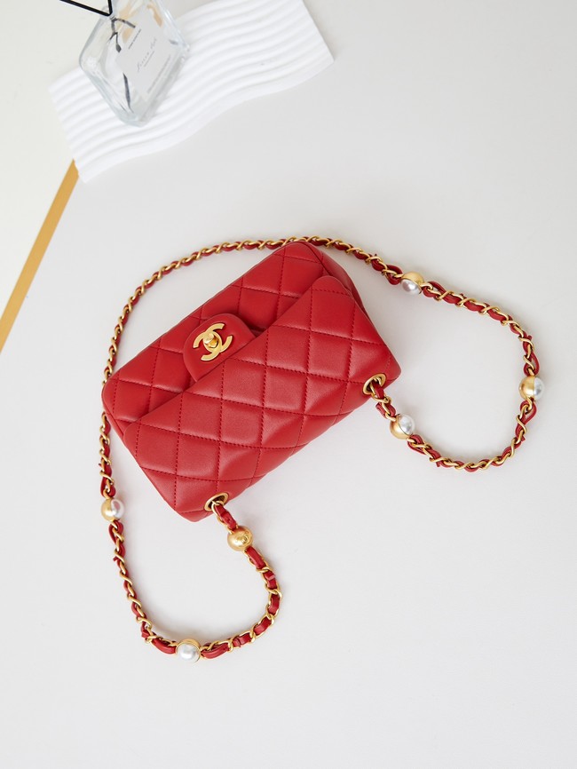 CHANEL 24B MINI FLAP BAG AS4947 red