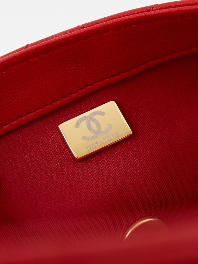 CHANEL 24B MINI FLAP BAG AS4947 red