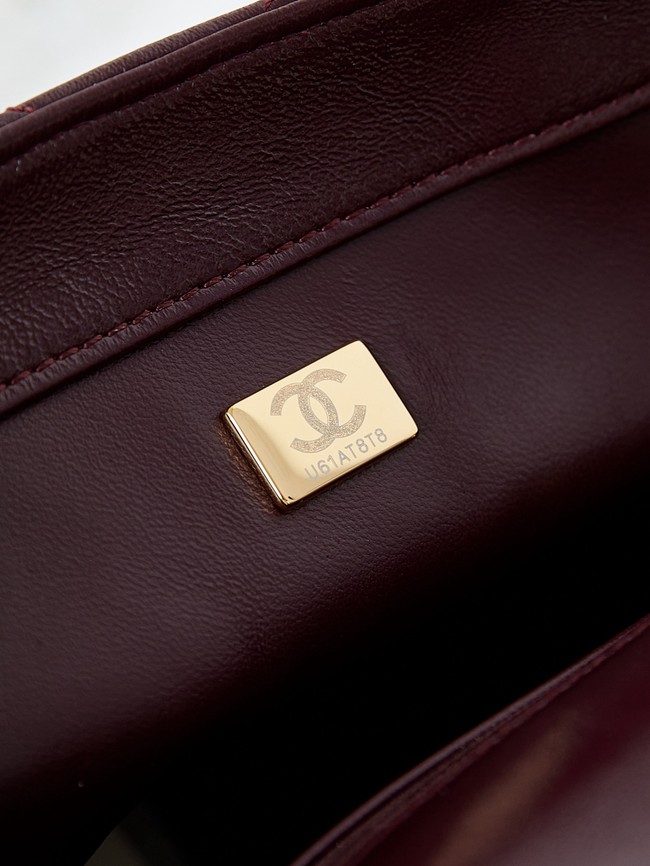 CHANEL 24B MINI FLAP BAG WITH TOP HANDLE AS5043 Burgundy