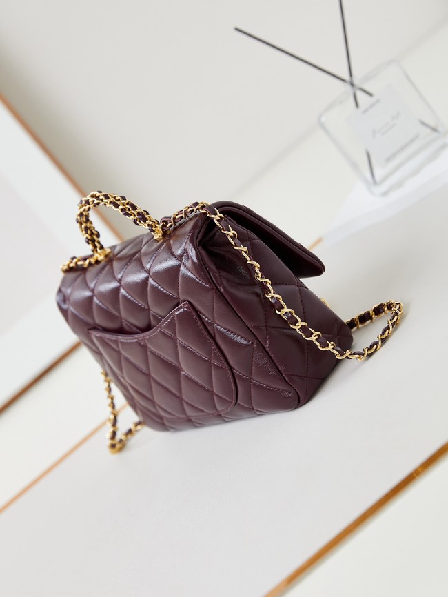 CHANEL 24B MINI FLAP BAG WITH TOP HANDLE AS5043 Burgundy