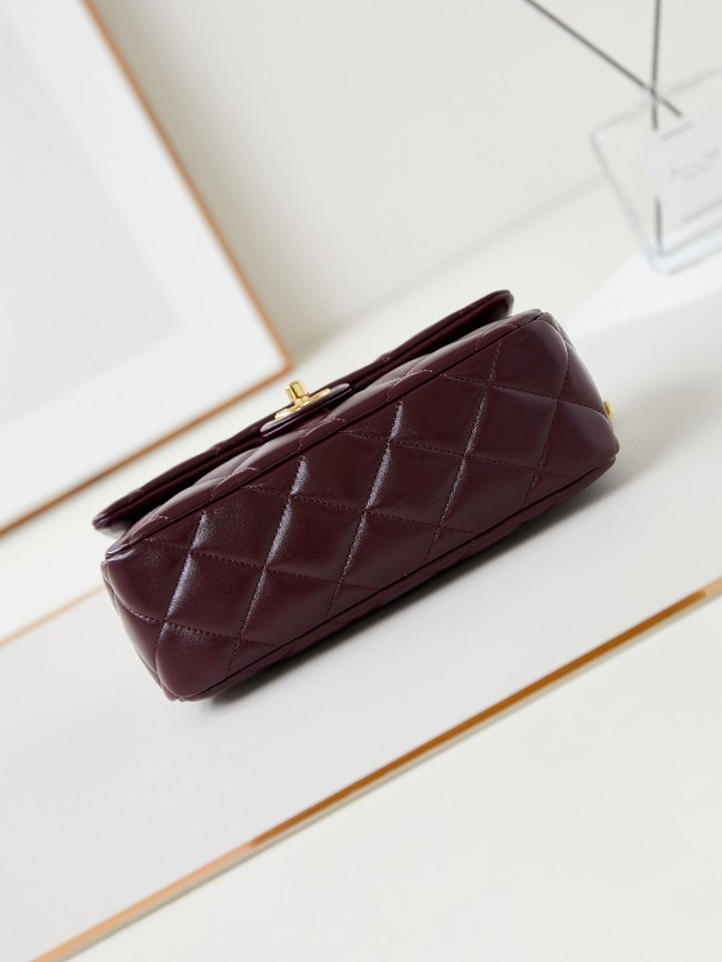 CHANEL 24B MINI FLAP BAG WITH TOP HANDLE AS5043 Burgundy