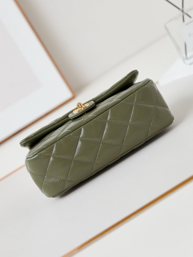 CHANEL 24B MINI FLAP BAG WITH TOP HANDLE AS5043 green