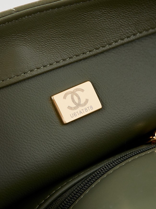 CHANEL 24B MINI FLAP BAG WITH TOP HANDLE AS5043 green