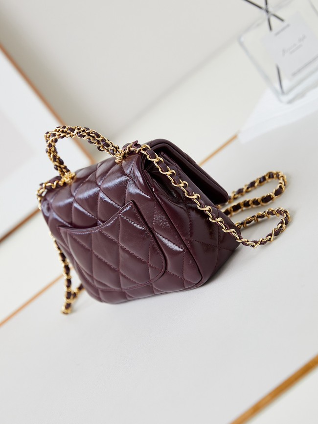 CHANEL MINI FLAP BAG WITH TOP HANDLE AS5032 Burgundy