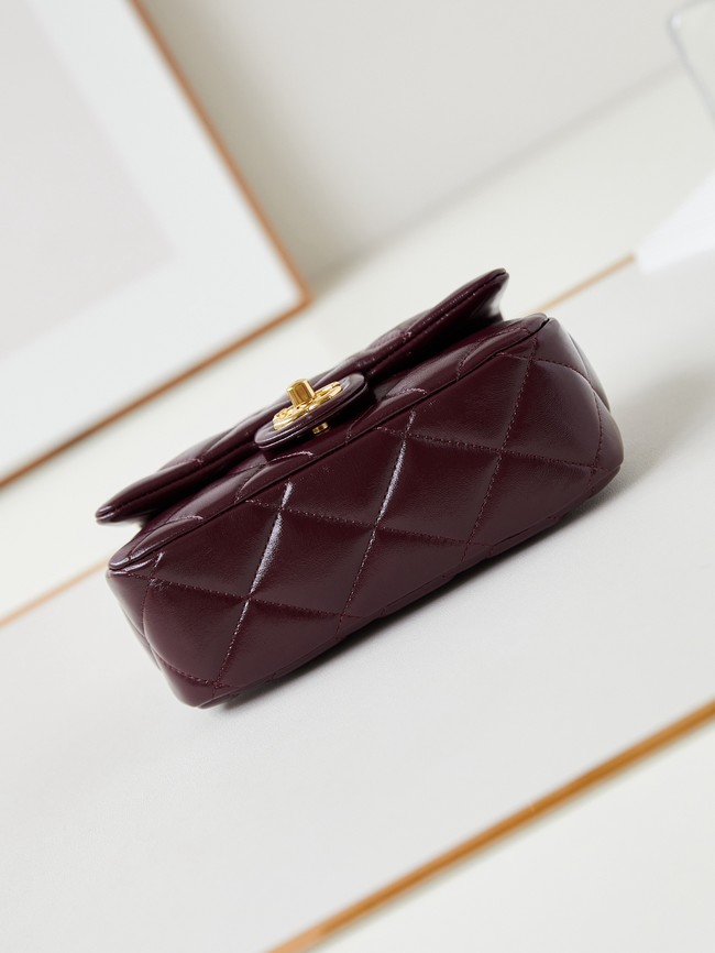 CHANEL MINI FLAP BAG WITH TOP HANDLE AS5032 Burgundy