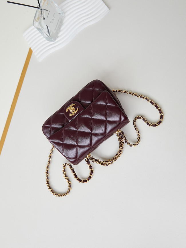 CHANEL MINI FLAP BAG WITH TOP HANDLE AS5032 Burgundy