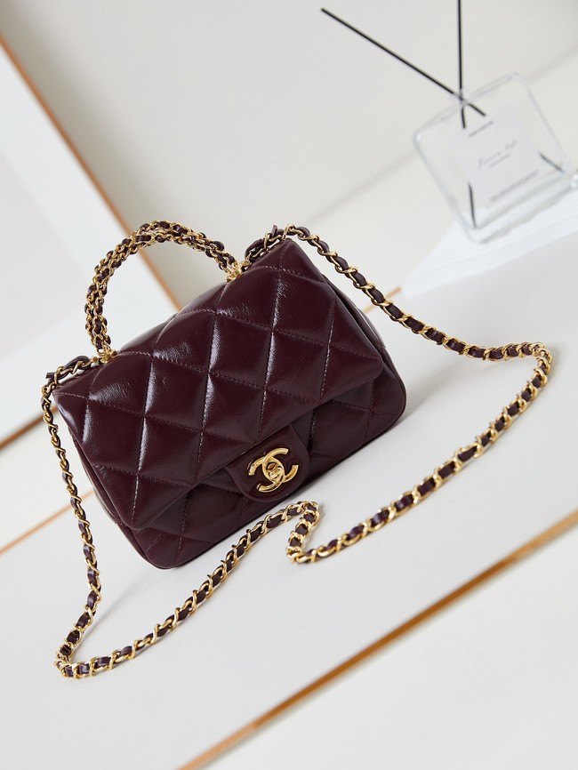 CHANEL MINI FLAP BAG WITH TOP HANDLE AS5032 Burgundy