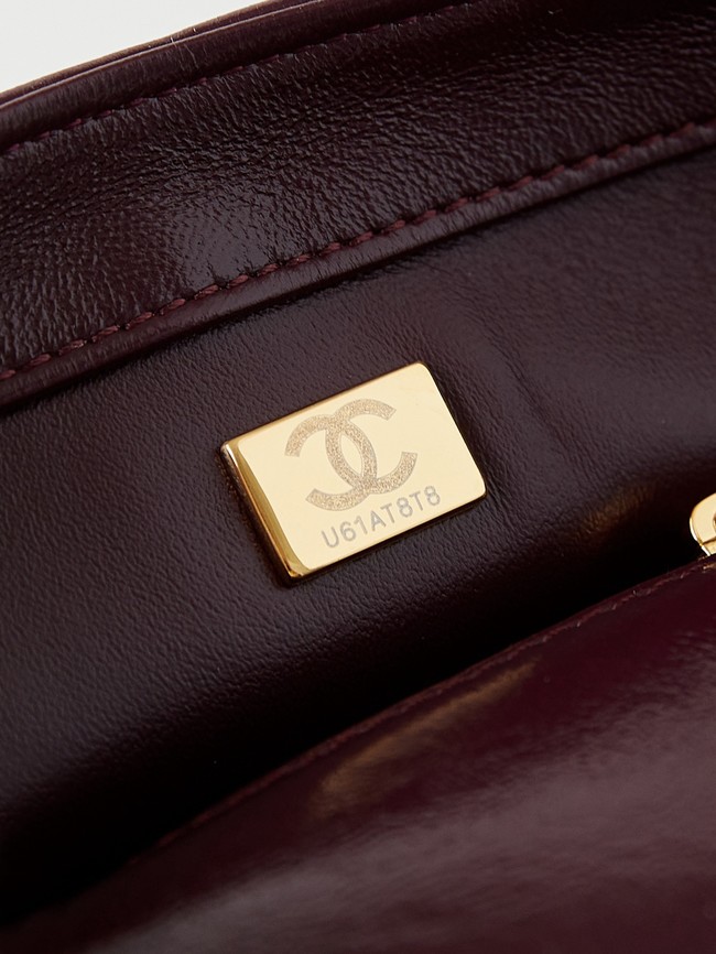 CHANEL MINI FLAP BAG WITH TOP HANDLE AS5032 Burgundy