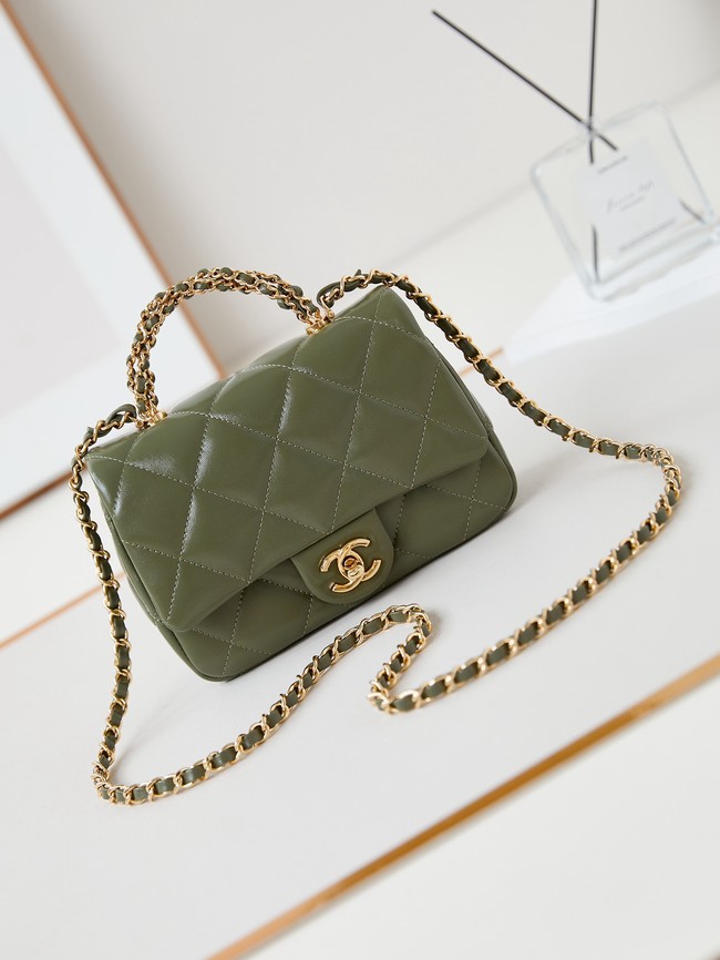 CHANEL MINI FLAP BAG WITH TOP HANDLE AS5032 green