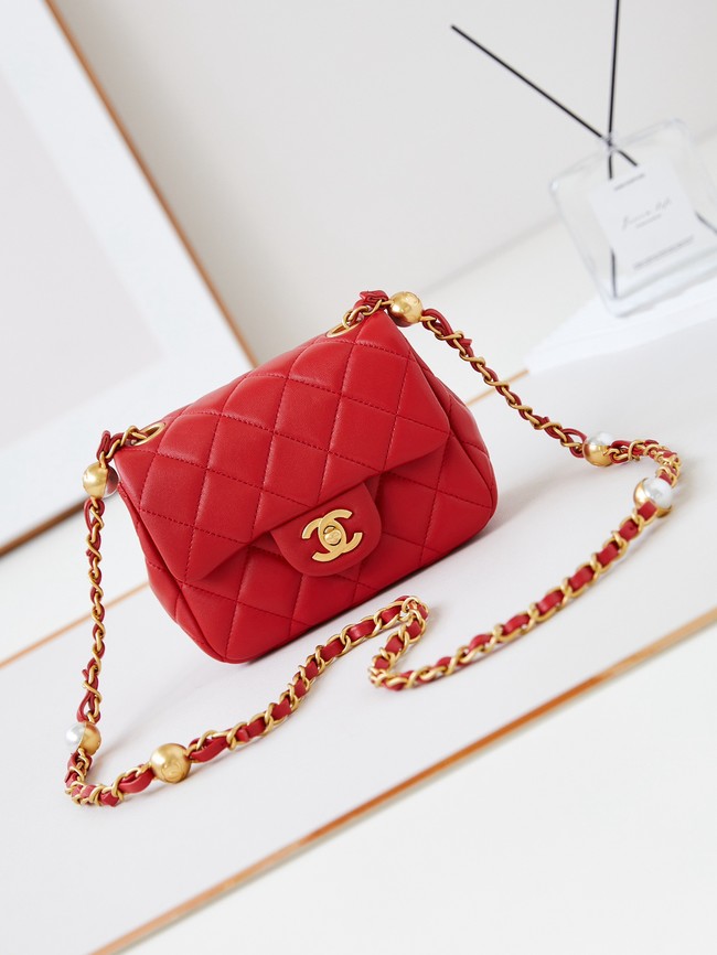 CHANEL 24B MINI FLAP BAG AS4946 red