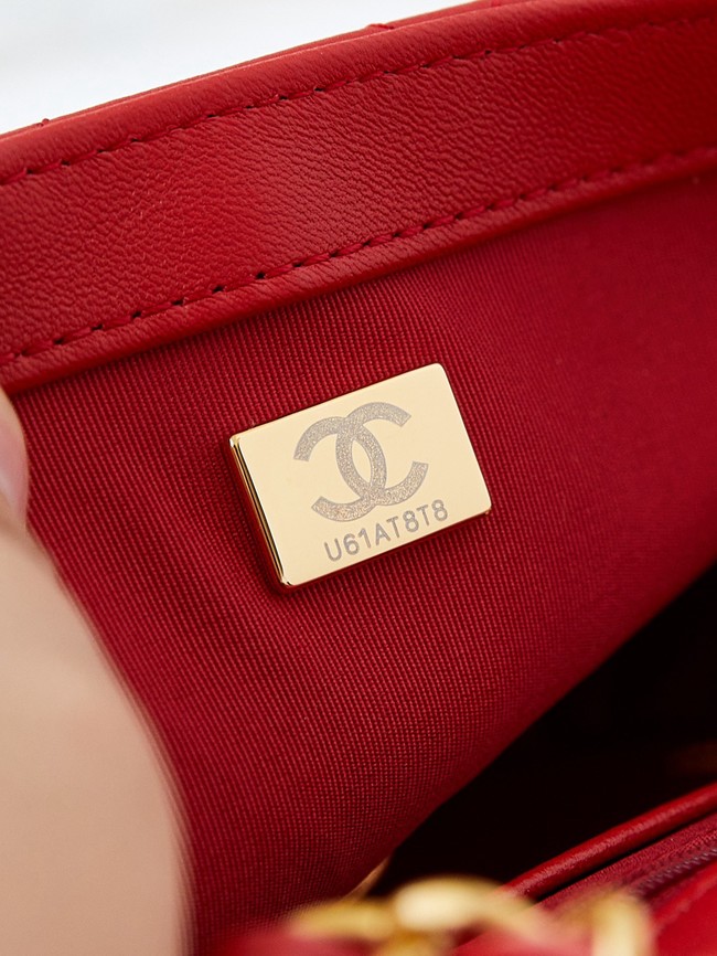 CHANEL 24B MINI FLAP BAG AS4946 red