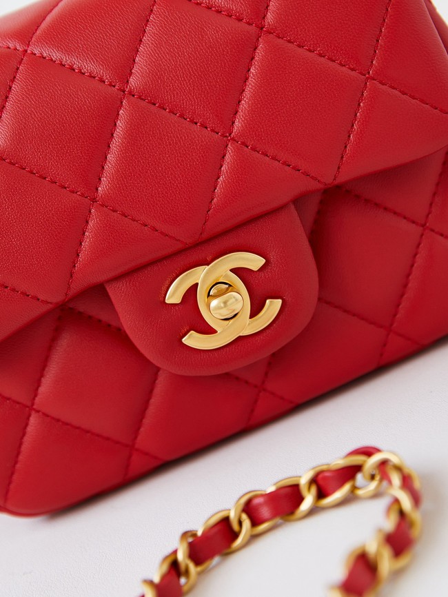 CHANEL 24B MINI FLAP BAG AS4946 red