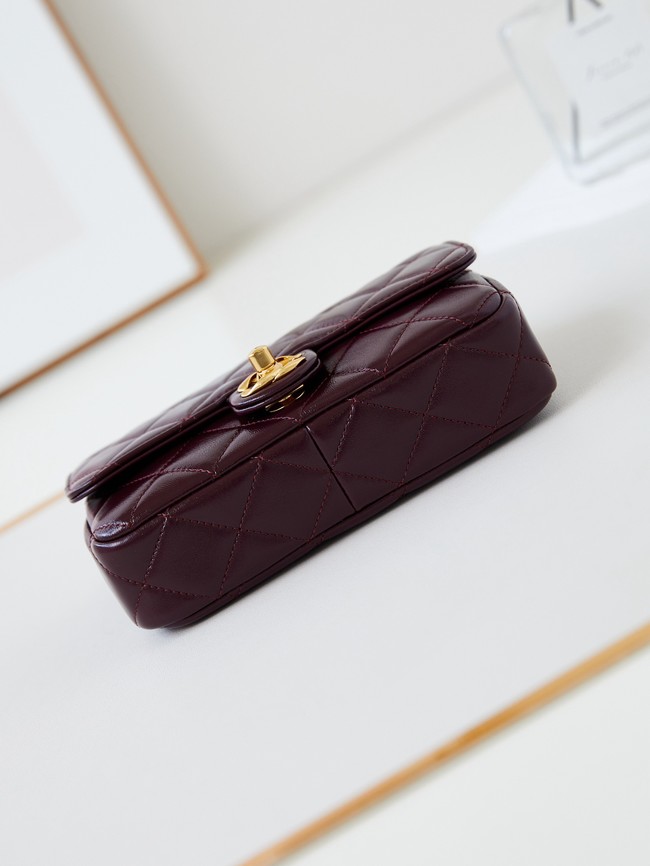 CHANEL 24B SMALL FLAP BAG AS5123 Burgundy