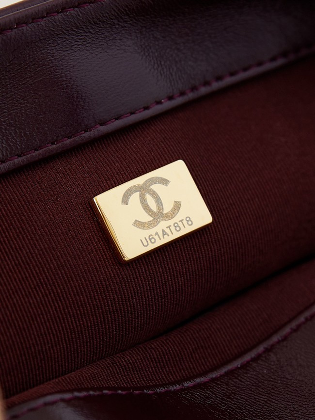 CHANEL 24B SMALL FLAP BAG AS5123 Burgundy