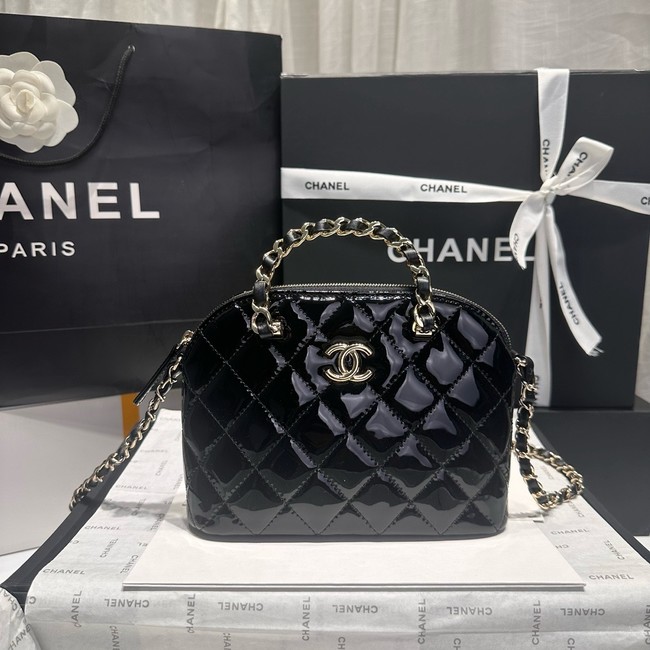 CHANEL SMALL SHOPPING BAG Patent leather AS5130 black