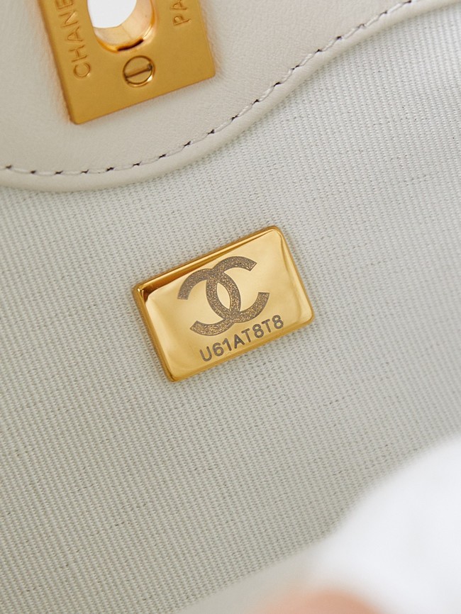 Chanel HOBO HANDBAG Lambskin & Gold-Tone Metal AS4948 white