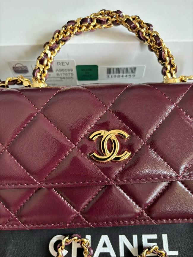 CHANEL CLUTCH WITH CHAIN AP3954 Burgundy