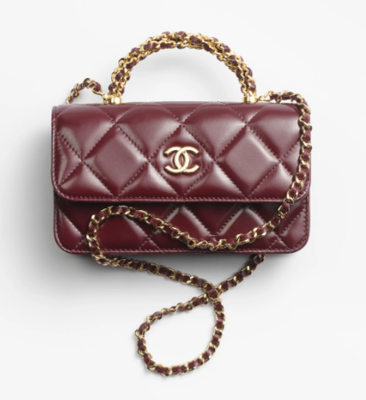 CHANEL FLAP PHONE HOLDER WITH CHAIN AP4167 Burgundy