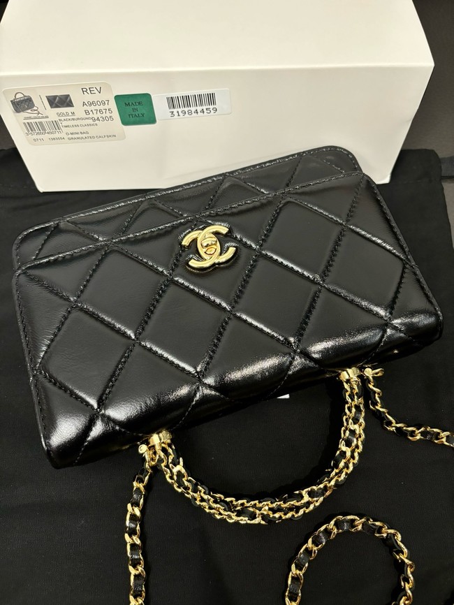 CHANEL FLAP PHONE HOLDER WITH CHAIN AP4167 black