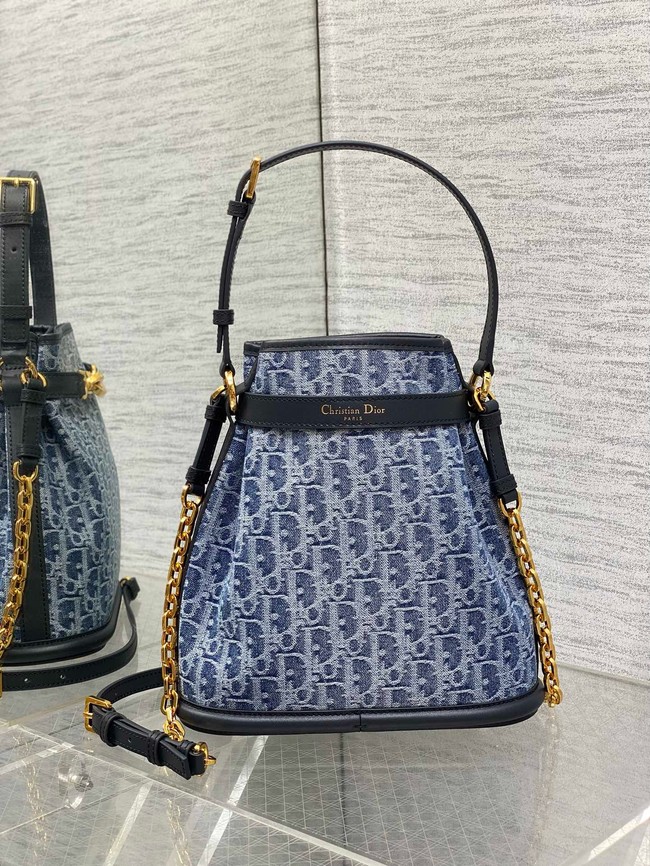 Medium Cest Dior Bag Blue Denim Dior Oblique Jacquard M2271U