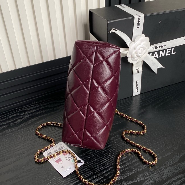 Chanel Shiny Lambskin & Gold-Tone Metal AP4189 Burgundy