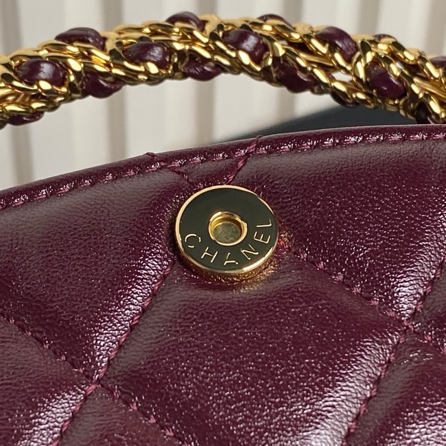 Chanel Shiny Lambskin & Gold-Tone Metal AP4189 Burgundy