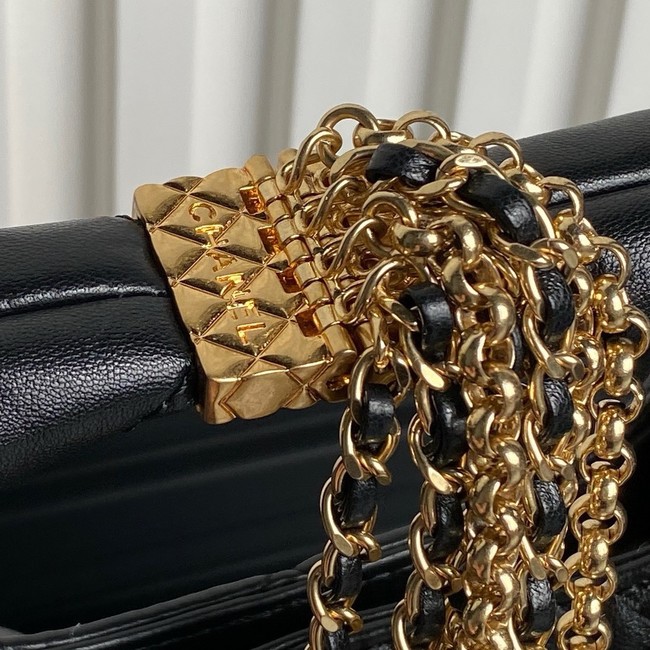 Chanel Shiny Lambskin & Gold-Tone Metal AS4966 black