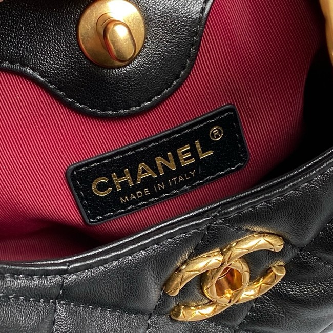 Chanel Shiny Lambskin & Gold-Tone Metal AS4966 black