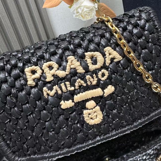 Prada Leather weave shoulder bag 1BA135 black