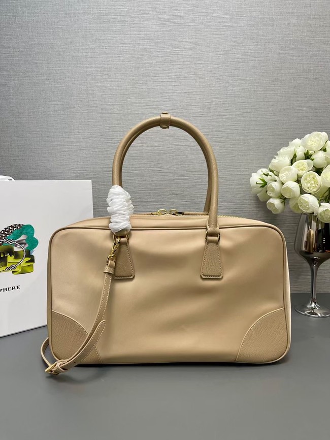 Prada Re-Edition 1978 large Re-Nylon and Saffiano leather two-handle bag 1BB114 Beige