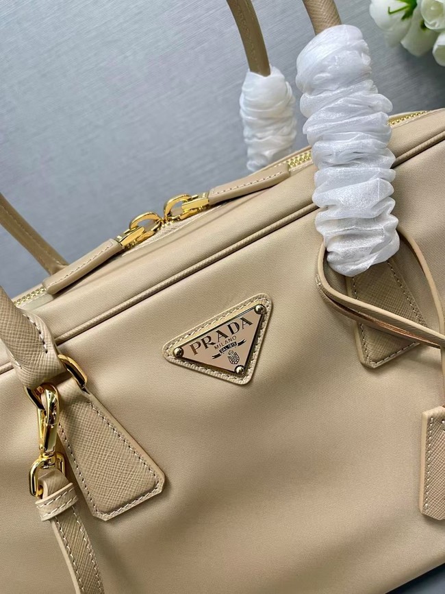 Prada Re-Edition 1978 large Re-Nylon and Saffiano leather two-handle bag 1BB114 Beige