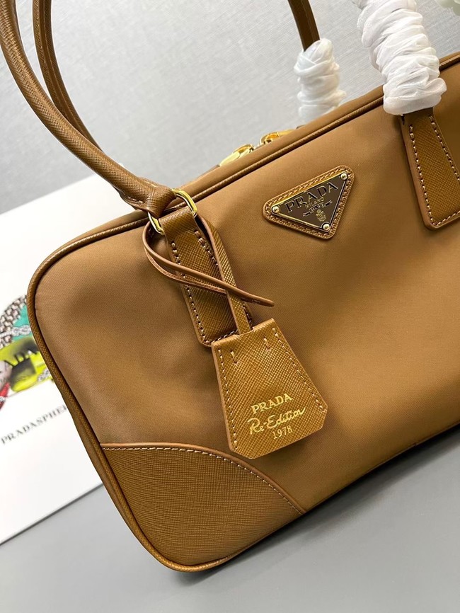 Prada Re-Edition 1978 medium Re-Nylon and Saffiano leather two-handle bag 1BB115 Cocoa Brown