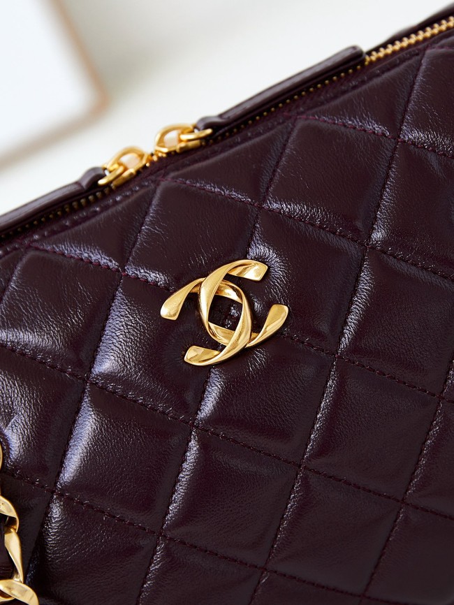 Chanel HANDBAG Lambskin & Gold-Tone Metal AS5152 Burgundy