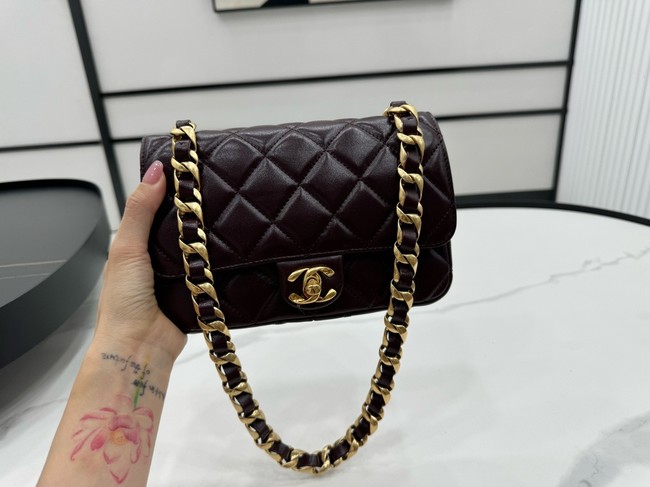 Chanel MINI 2.55 HANDBAG Lambskin & Gold-Tone Metal AS5027 Burgundy